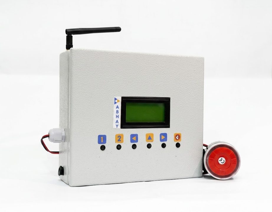 ABHAY receiver panel, front view, with sounder unit beside it